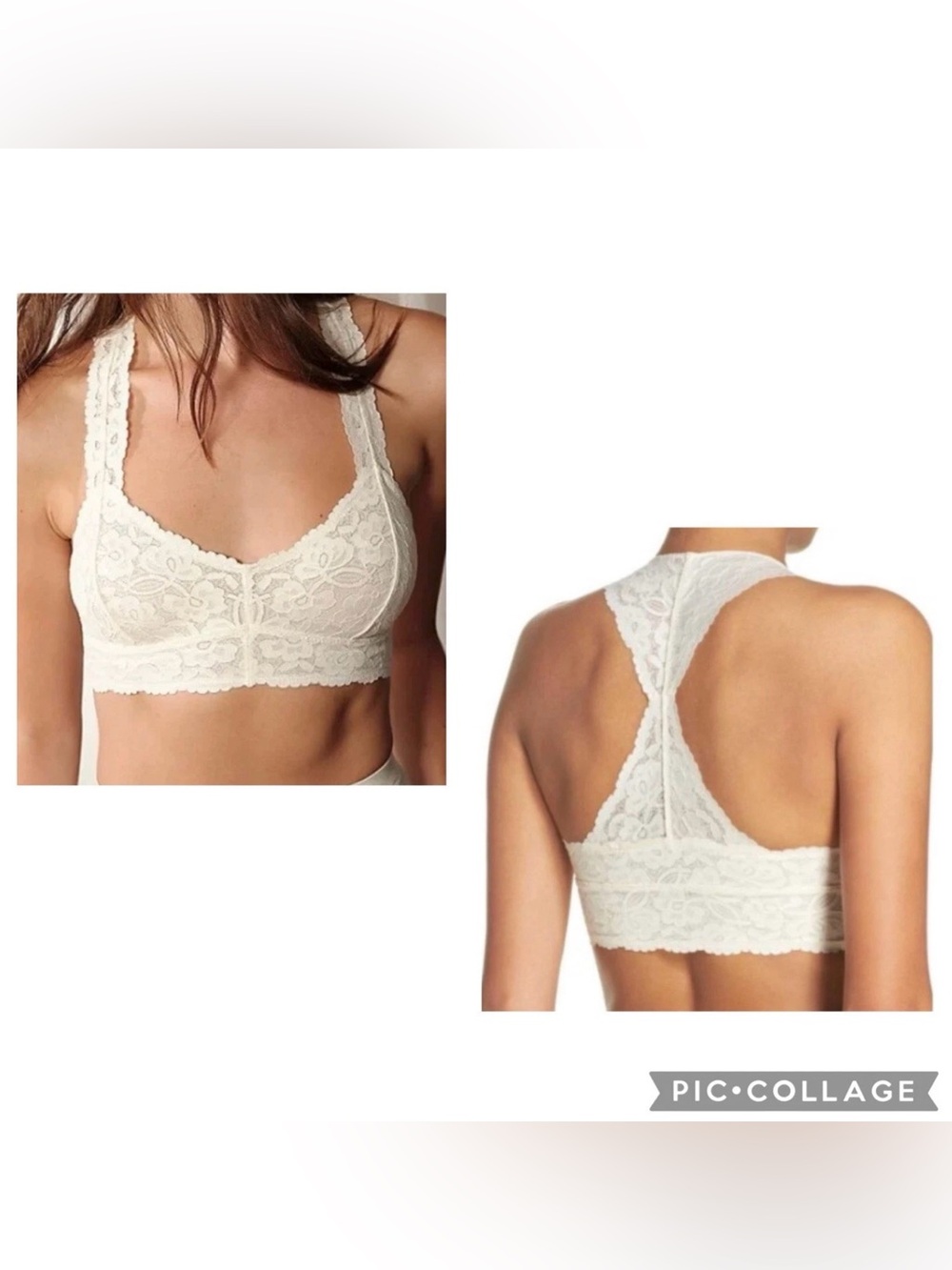 FREE PEOPLE INTIMATELY Women’s Ivory Stretch Lace GALLOON LACE Halter Bra Size S